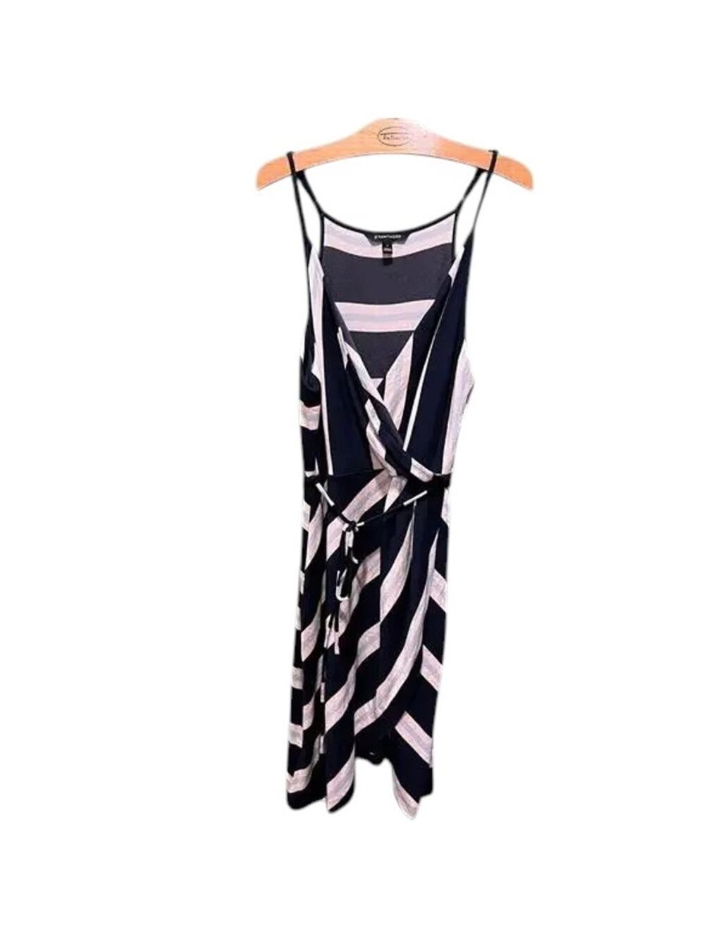 41 Hawthorn Navy Pink Striped Wrap Maxi Dress Size L Designer